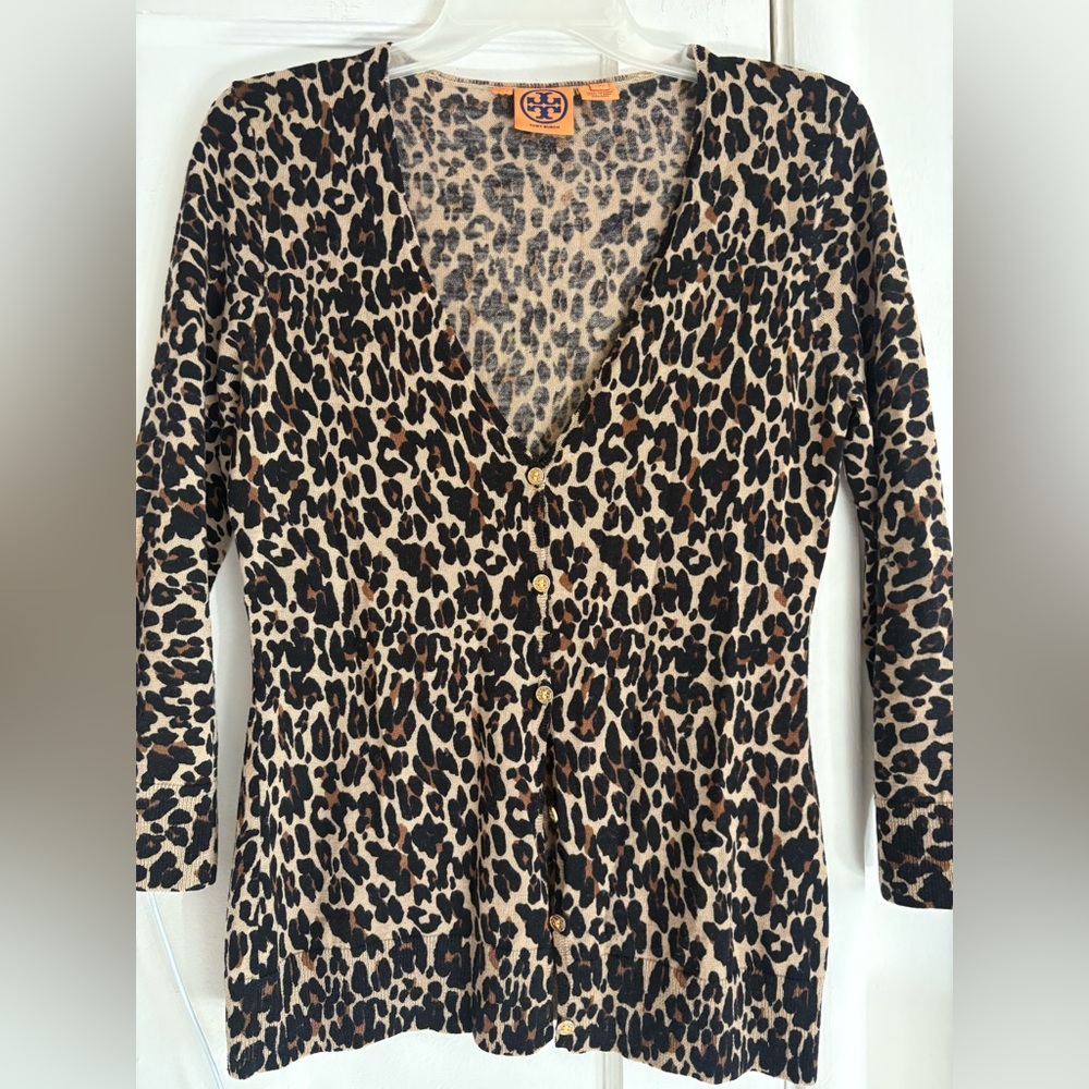 Tory Burch Animal Print Cardigan